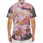 Pink Flowers Print Men's Deep V-Neck Shirt