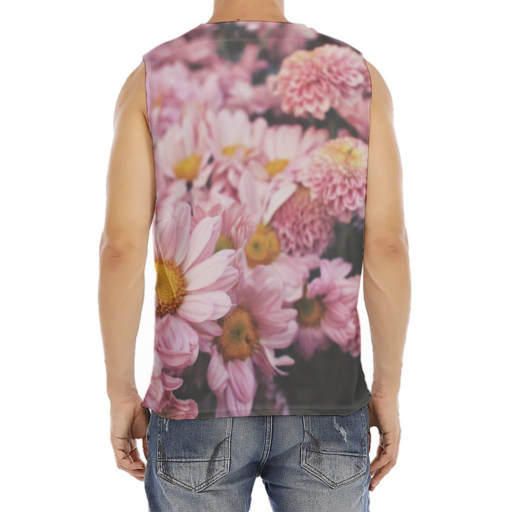 Pink Flowers Print Men's Fitness Tank Top