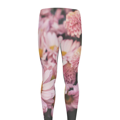 Pink Flowers Print Men's leggings