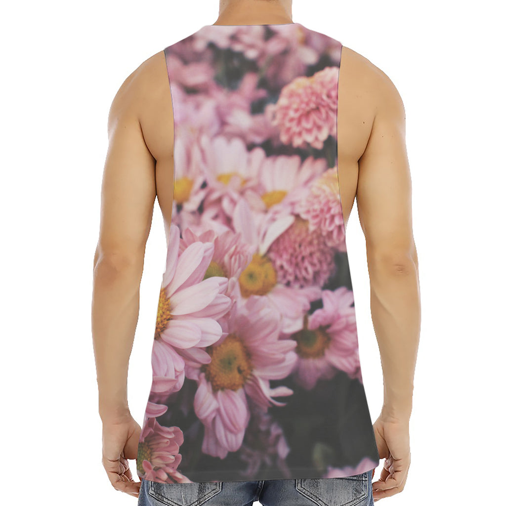 Pink Flowers Print Men's Muscle Tank Top