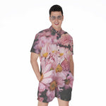 Pink Flowers Print Men's Rompers