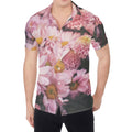 Pink Flowers Print Men's Shirt