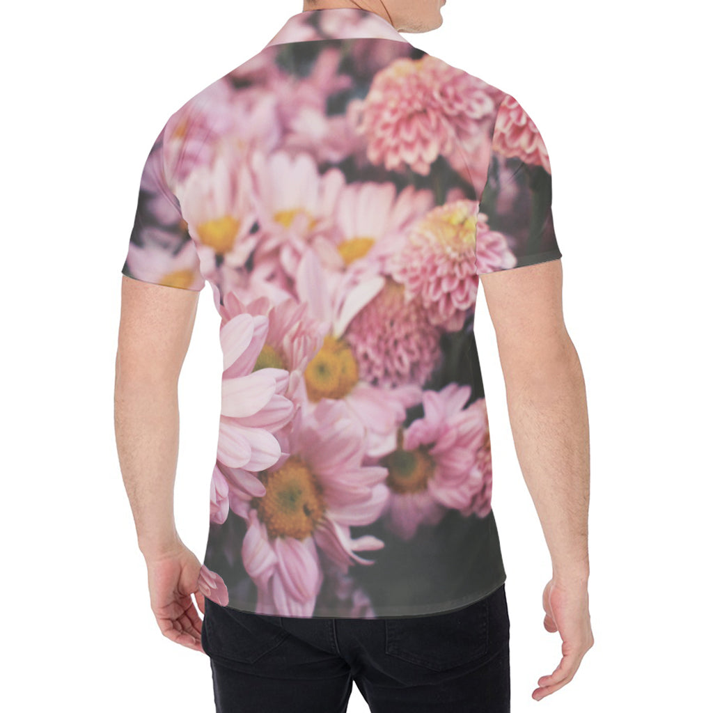 Pink Flowers Print Men's Shirt