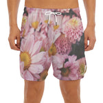 Pink Flowers Print Men's Split Running Shorts