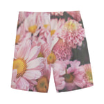 Pink Flowers Print Men's Sports Shorts
