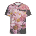 Pink Flowers Print Men's Athletic T-Shirt