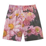 Pink Flowers Print Men's Swim Trunks