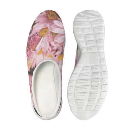 Pink Flowers Print Mesh Casual Shoes