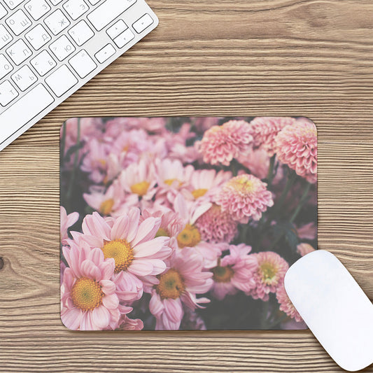 Pink Flowers Print Mouse Pad