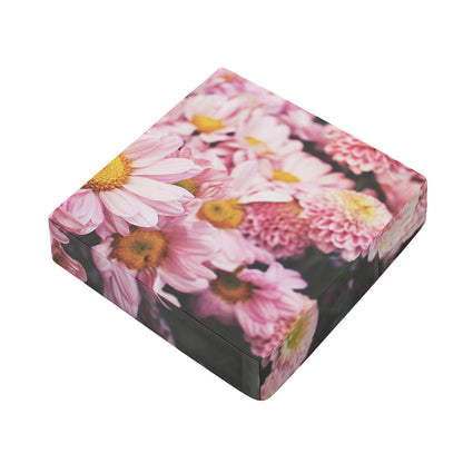 Pink Flowers Print Outdoor Seat Cushion Cover