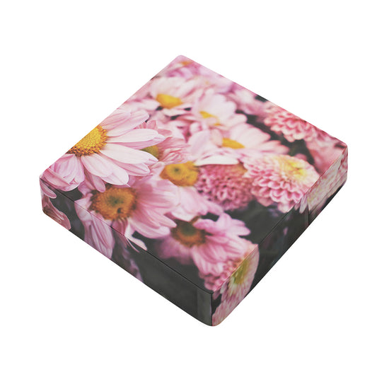 Pink Flowers Print Outdoor Seat Cushion Cover