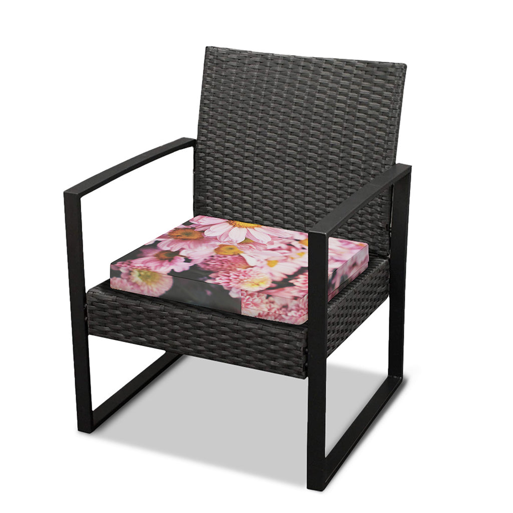 Pink Flowers Print Outdoor Seat Cushion Cover