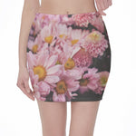 Pink Flowers Print Pencil Mini Skirt