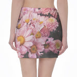 Pink Flowers Print Pencil Mini Skirt