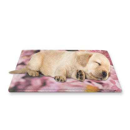 Pink Flowers Print Pet Cooling Mat Cover