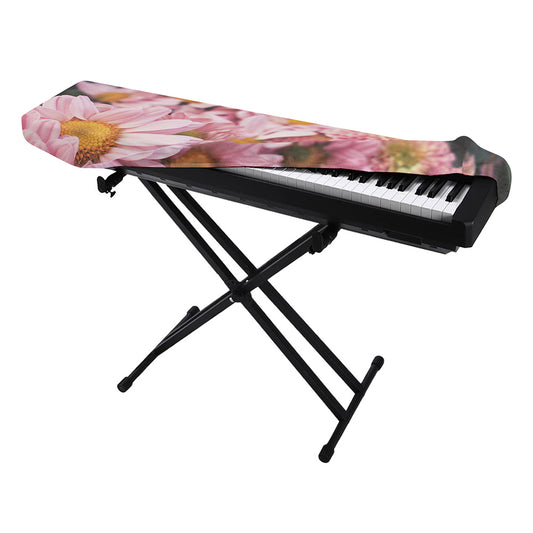 Pink Flowers Print Piano Keyboard Cover