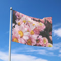 Pink Flowers Print Polyester Flag