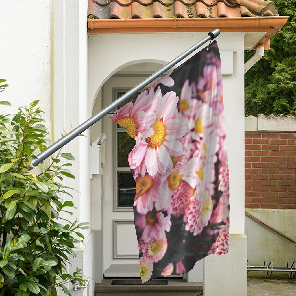 Pink Flowers Print Polyester Flag