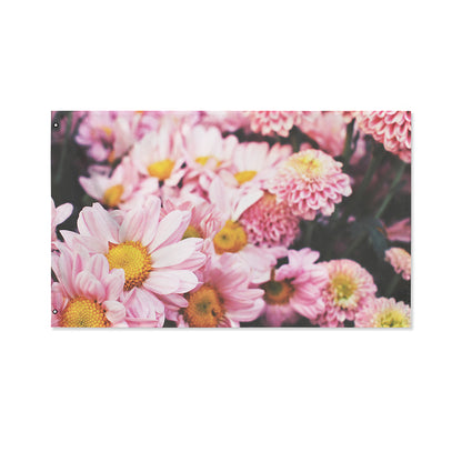 Pink Flowers Print Polyester Flag