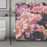Pink Flowers Print Polyester Shower Curtain