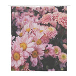 Pink Flowers Print Polyester Shower Curtain