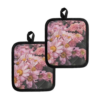 Pink Flowers Print Pot Holders