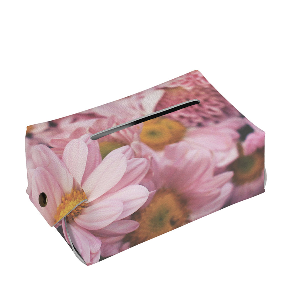 Pink Flowers Print Rectangle Tissue Box Cover