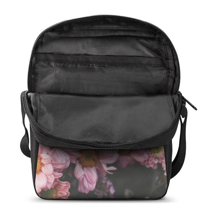 Pink Flowers Print Rectangular Crossbody Bag