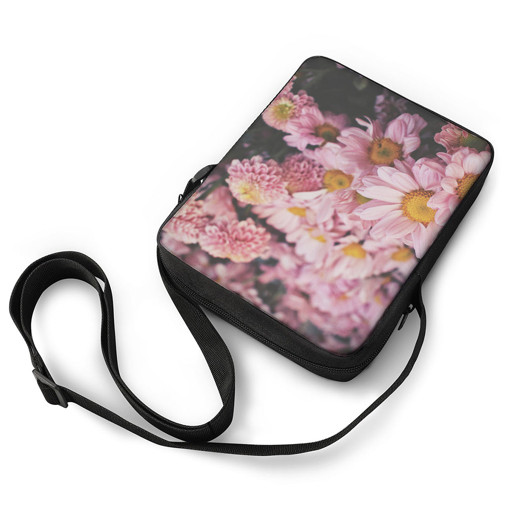 Pink Flowers Print Rectangular Crossbody Bag