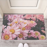 Pink Flowers Print Rubber Doormat