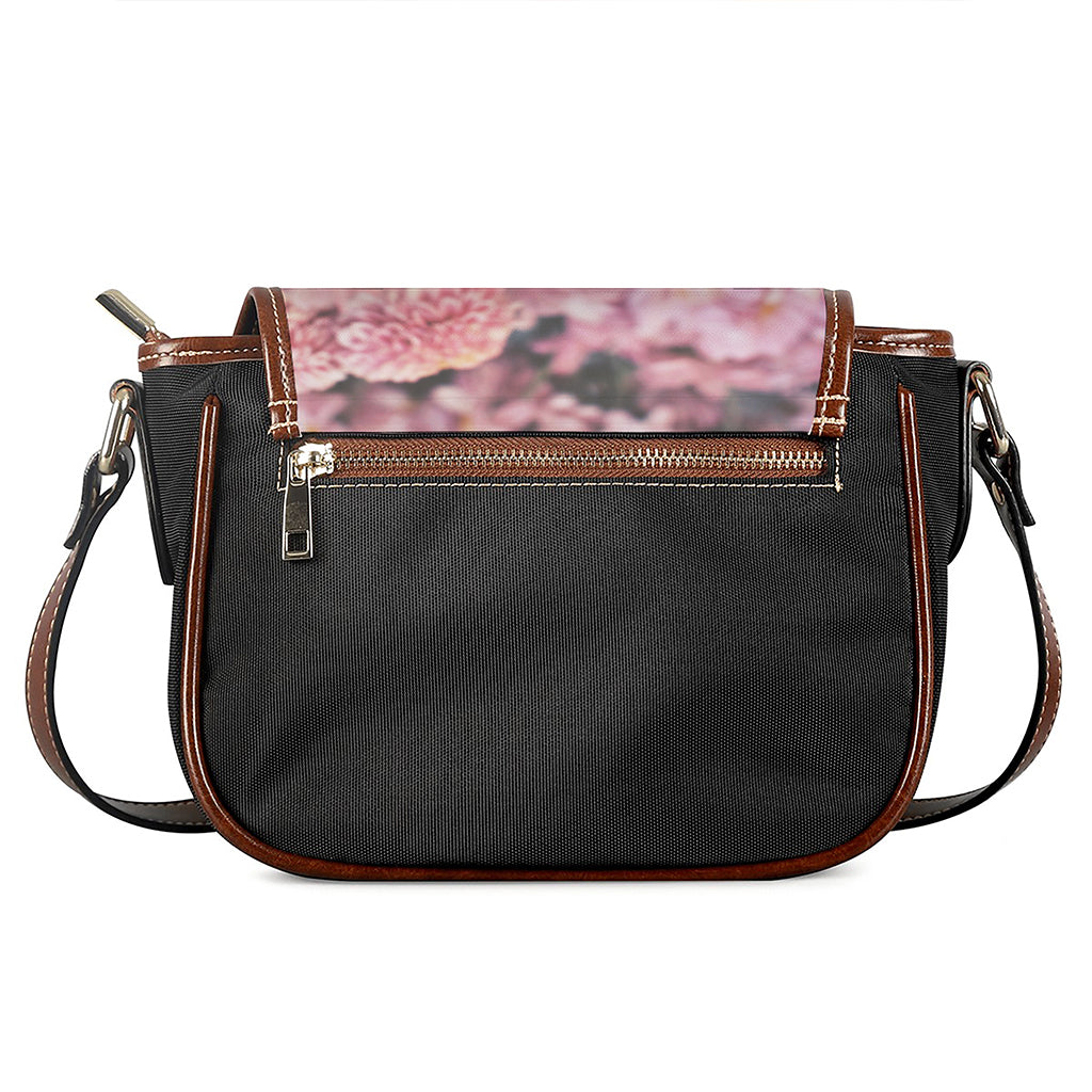 Pink Flowers Print Saddle Bag