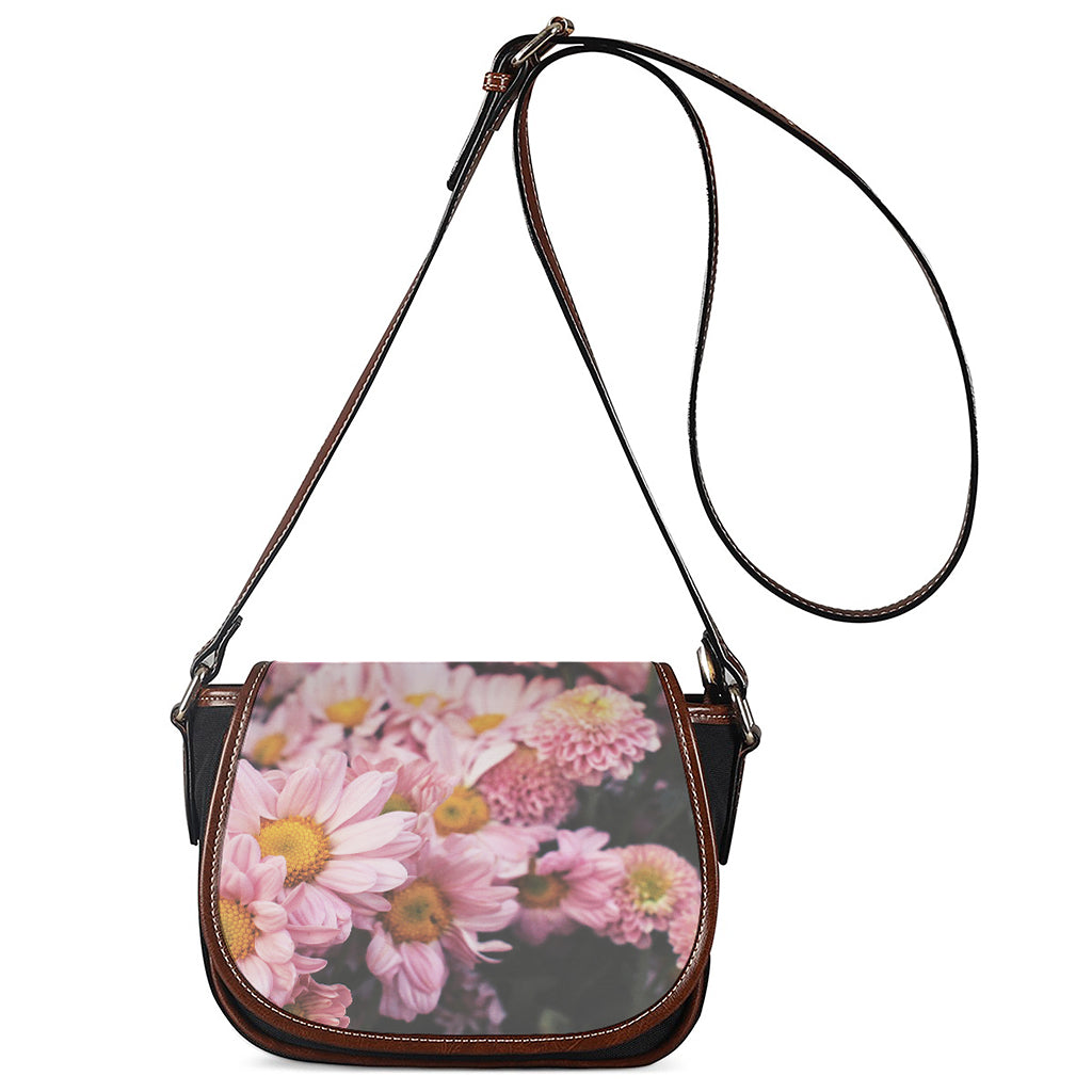 Pink Flowers Print Saddle Bag