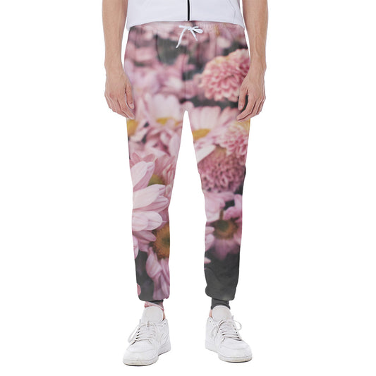 Pink Flowers Print Scuba Joggers
