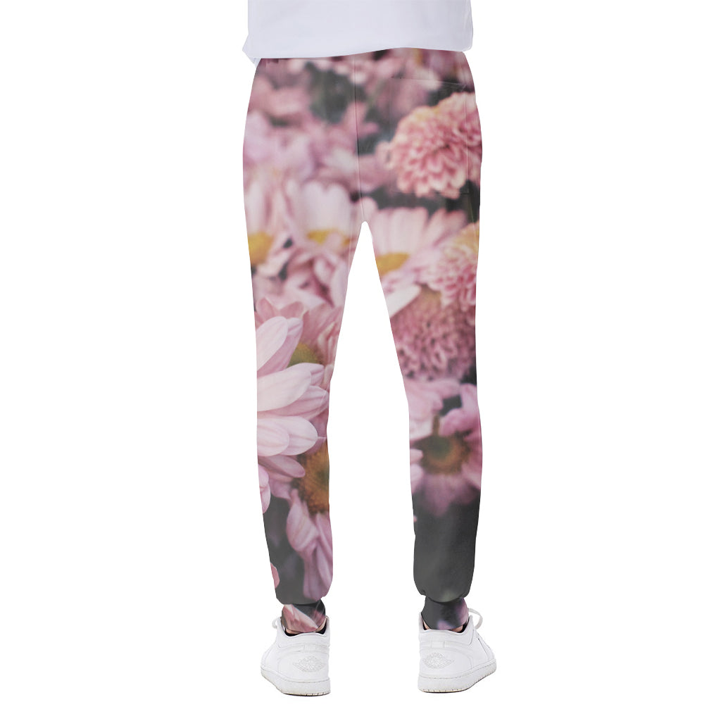 Pink Flowers Print Scuba Joggers