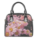 Pink Flowers Print Shoulder Handbag