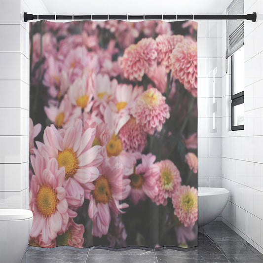 Pink Flowers Print Shower Curtain