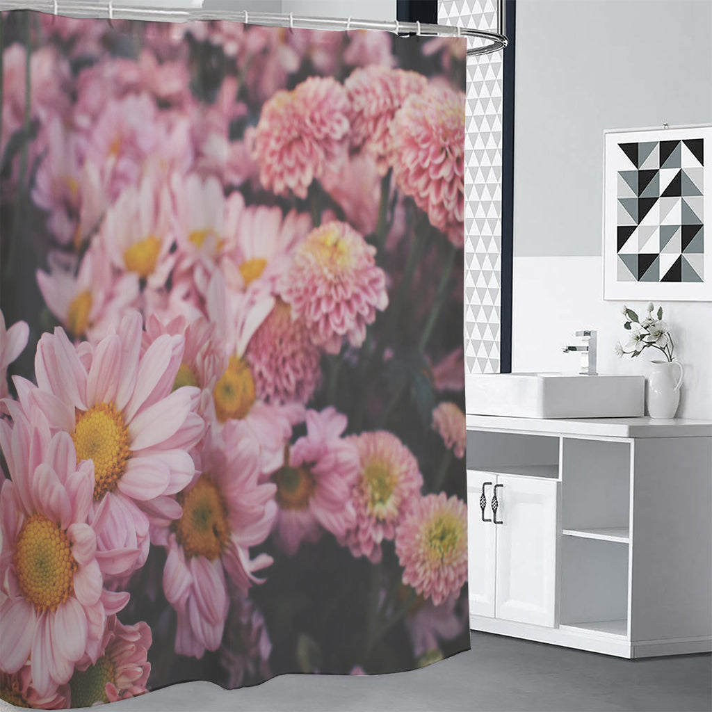 Pink Flowers Print Shower Curtain