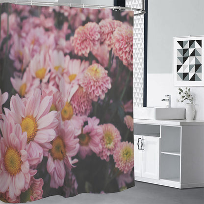 Pink Flowers Print Shower Curtain