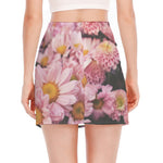 Pink Flowers Print Side Slit Mini Skirt