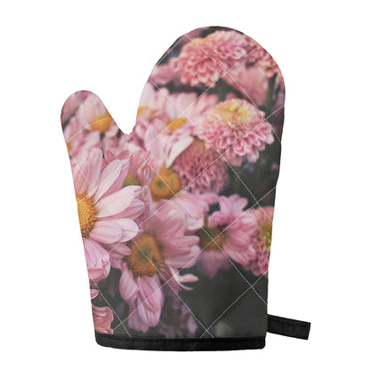 Pink Flowers Print Single Oven Mitt
