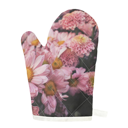 Pink Flowers Print Single Oven Mitt
