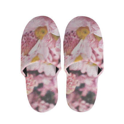 Pink Flowers Print Slippers