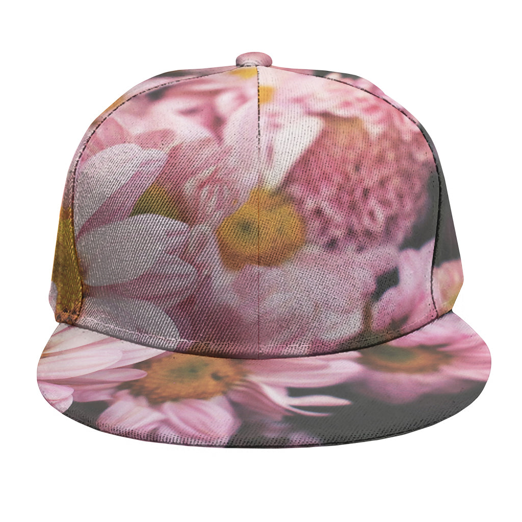 Pink Flowers Print Snapback Cap