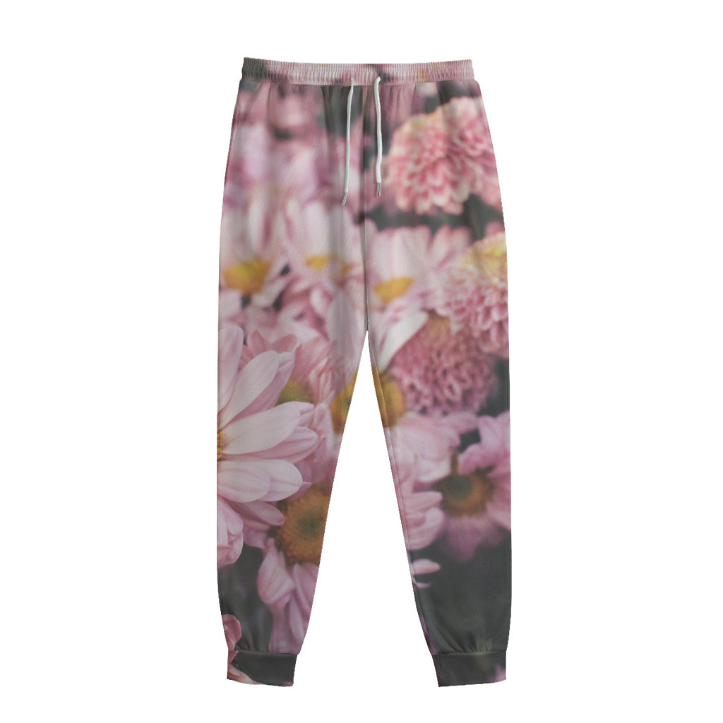 Pink Flowers Print Sweatpants