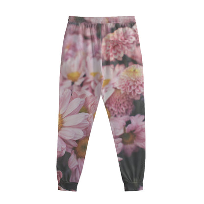Pink Flowers Print Sweatpants