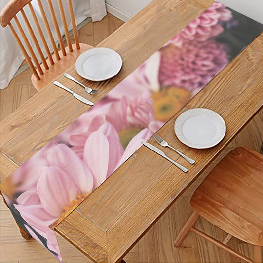 Pink Flowers Print Table Runner