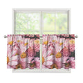 Pink Flowers Print Tier Curtains