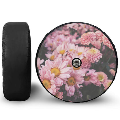 Pink Flowers Print Tire Cover With Camera Hole