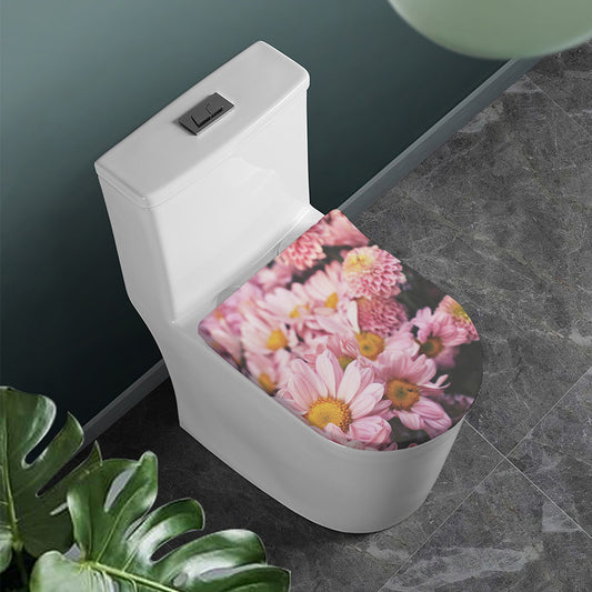 Pink Flowers Print Toilet Lid Cover
