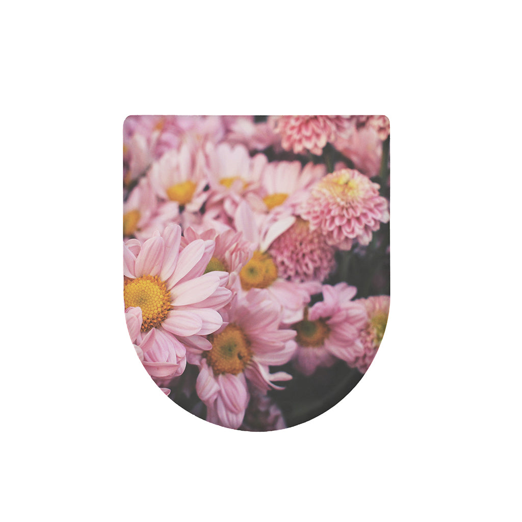 Pink Flowers Print Toilet Lid Cover